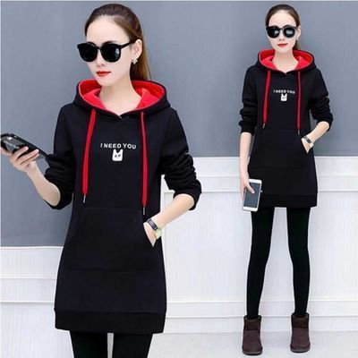 All-match Mid-length Plus Velvet Thickened Long-sleeved Jacket Women